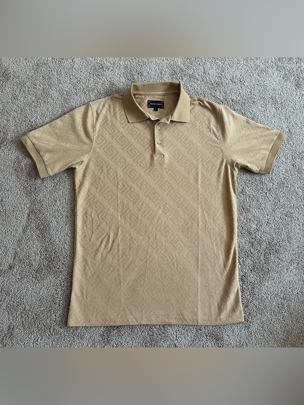 American Breed Polo Shirt Tan - Size L- Cotton Stretch